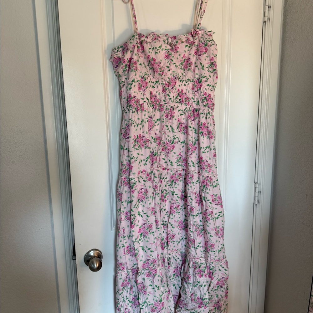 Francesca's Collections Pink Floral Maxi Dress
